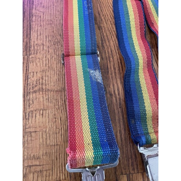 VTG Rainbow Suspenders 70’s-80’s Mork & Mindy Wide Popular Mechanics Clips - Picture 4 of 16